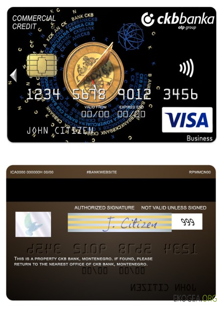 Carte de crédit professionnelle visa CKB Bank du Monténégro